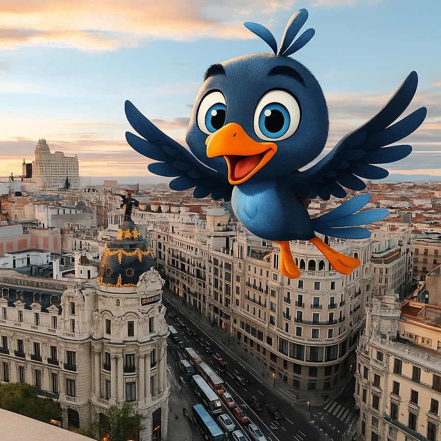 Mappy volando en Gran Via