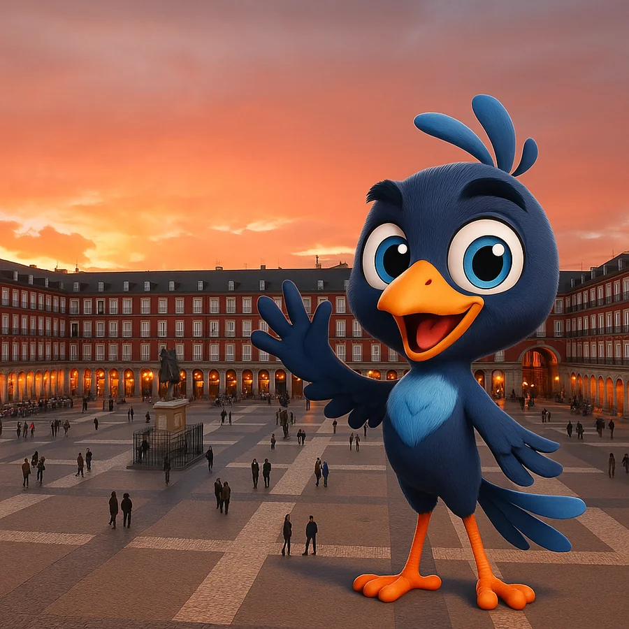 Mappy saludando en la Plaza Mayor